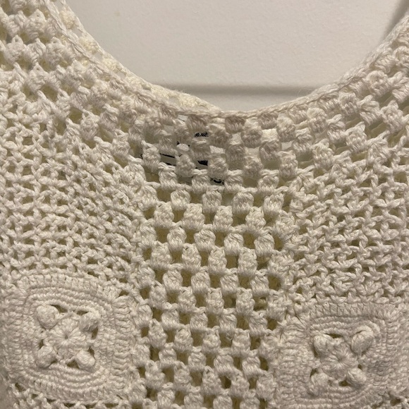 KrissXkross label crotchet sweater in white. Doily sweater lg-xl - Picture 8 of 10